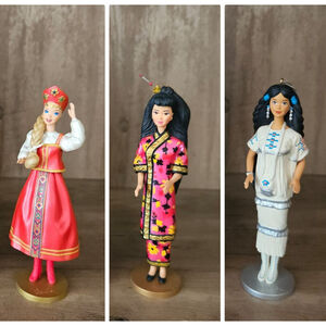 Hallmark Barbie Dolls Of The World Set of 3 Ornaments-Chinese, Native, Russian